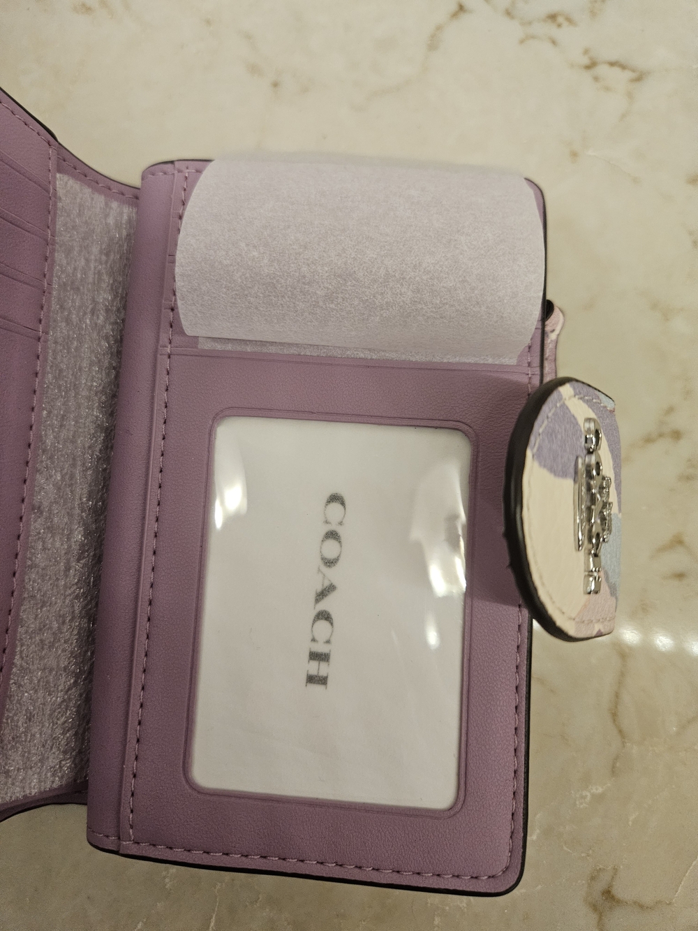 Coach Medium Corner Zip Wallet - Purple Floral - Picture 4 of 6